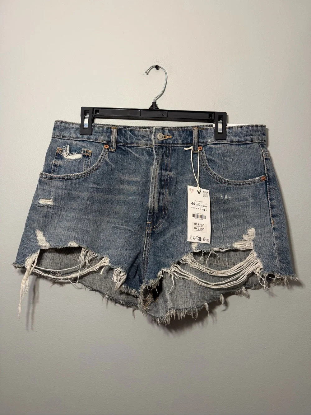 Zara Distressed Light Blue Denim Cutoff Shorts